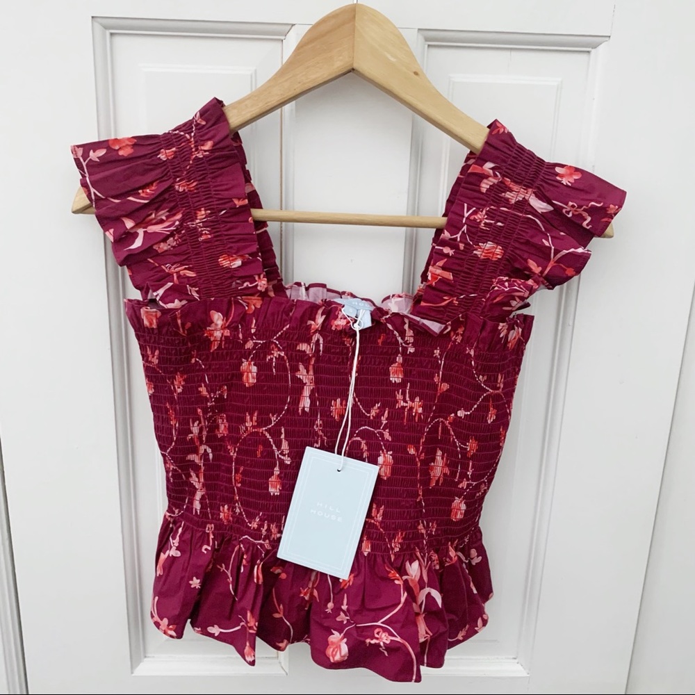 Hill House Paz Top in Burgundy Botanical - Picture 4 of 8